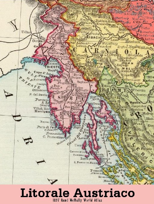Mappa del 1897 del litorale austriaco nellAlto Adriatico dove si possono individuare le citta obiettivo dei forzamenti italiani