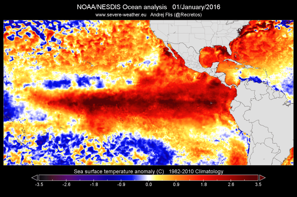 el nino 2015 ocean temperature anomaly pacific ocean 1024x679