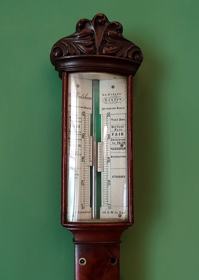 STRUMENTAZIONE Barometer by Charles Frodsham view 2 London date unknown mahogany mercury metal glass Shugborough Hall Staffordshire England DSC00451